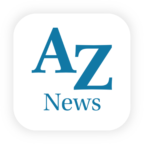 Blaues Logo der AZ News App mit den Buchstaben 'AZ' in großer Schrift und dem Wort 'News' darunter auf weißem Hintergrund