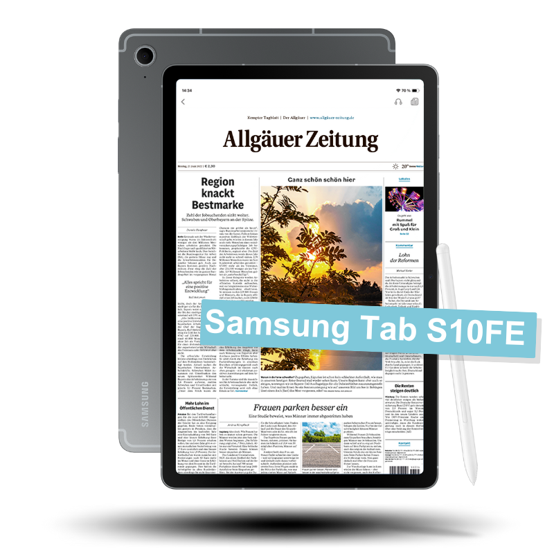 Samsung Galaxy Tab S10 FE mit dem e-Paper der Allgäuer Zeitung